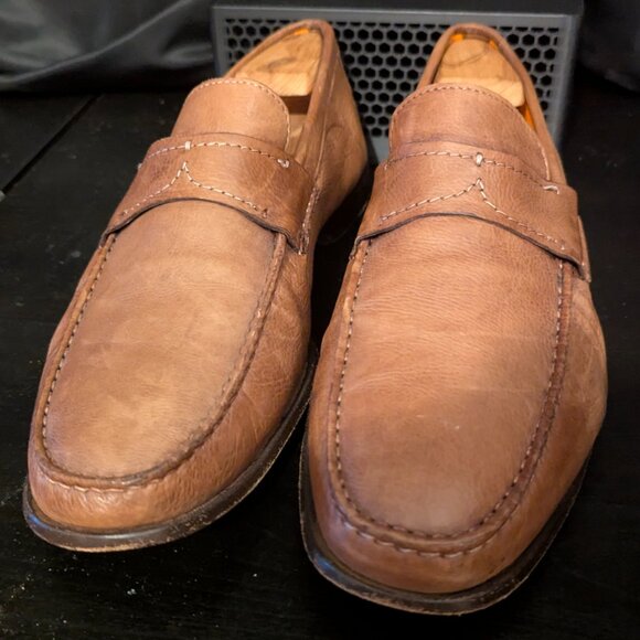 Santoni Brown Pebbled Leather Penny Loafers Men’s Size 11 Made in Italy main image 11